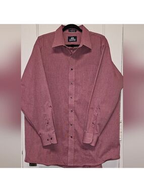 Stafford Men's Maroon Casual Button Down Shirt